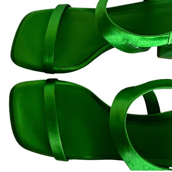 Vince Luella Satin Strappy Heel Sandals In Garden Green Size 38 EU - Picture 4 of 15